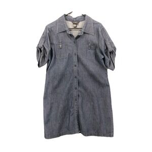 Sandro Chambray Dress Women 10 Blue Shirtdress Quiet Luxury Minimalist Capsule